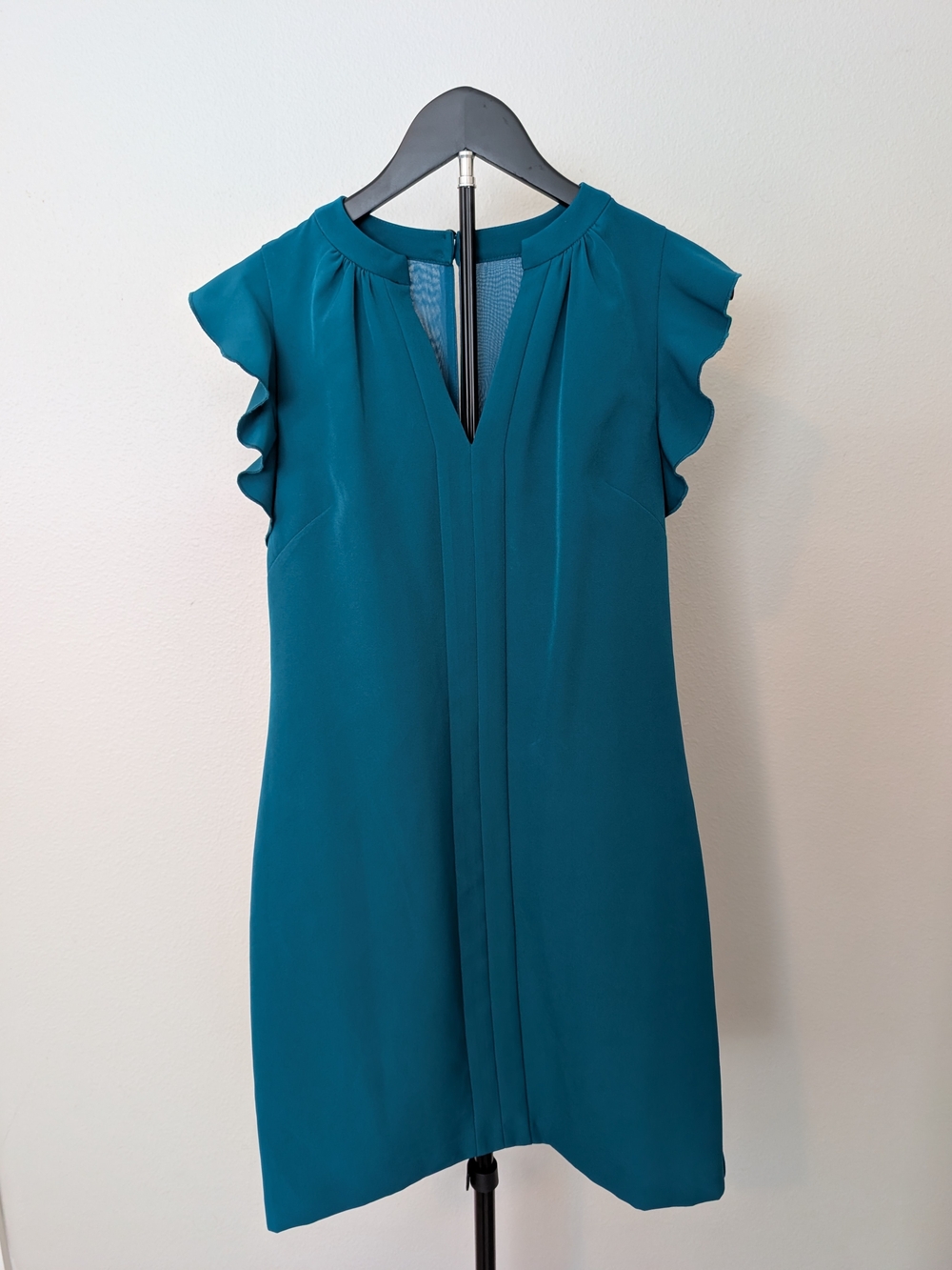 Vince Camuto Teal Flutter-Sleeve Shift Dress